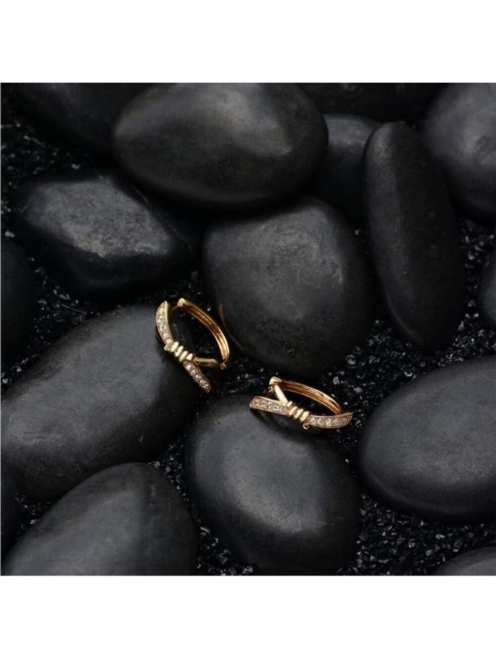 GOLD 14k Gold Plated Cubic Zirconia Earrings - Picture 3 of 6